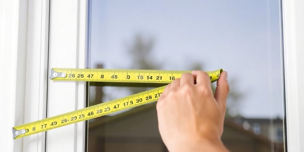 Person measuring a window with a tape measure