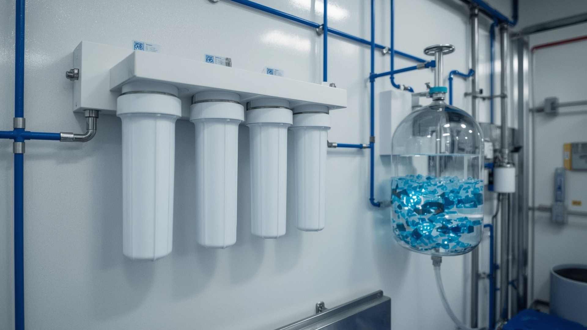 RO membrane and DI resin filtration system setup for professional window cleaning pure water