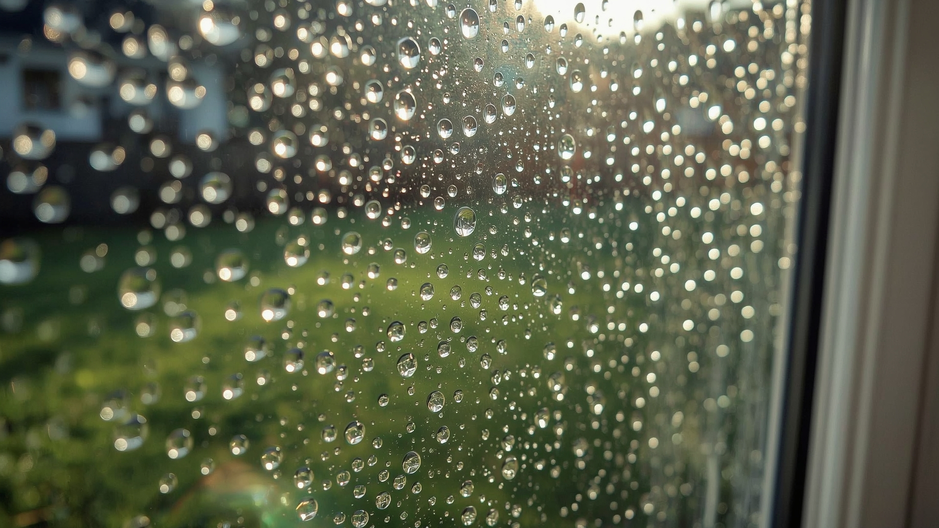Water beading on hydrophobic coated window glass after mineral deposit removal and protection treatment